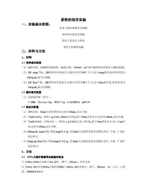 质粒的保存实验