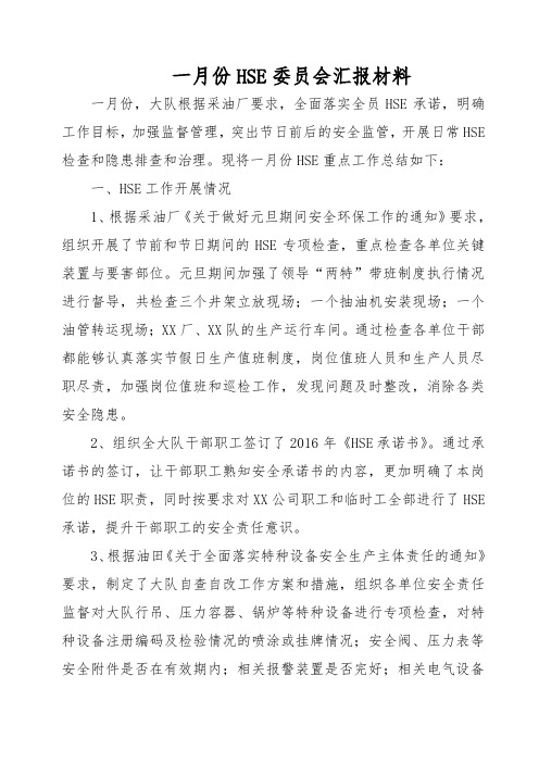 一月份HSE委员会汇报材料11