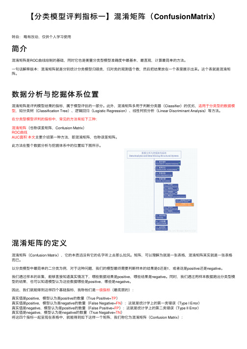 【分类模型评判指标一】混淆矩阵（ConfusionMatrix）