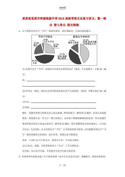 陕西省渭南市希望高级中学2015届高考语文总复习 第一部分 第七单元 图文转换训练