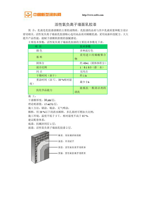 活性氧负离子墙面乳胶漆