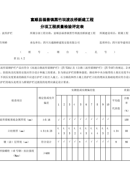 波形护栏质量检验评定表报告单