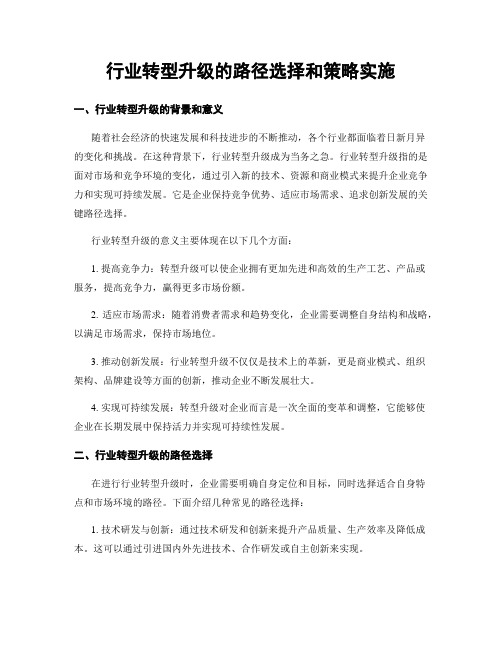 行业转型升级的路径选择和策略实施