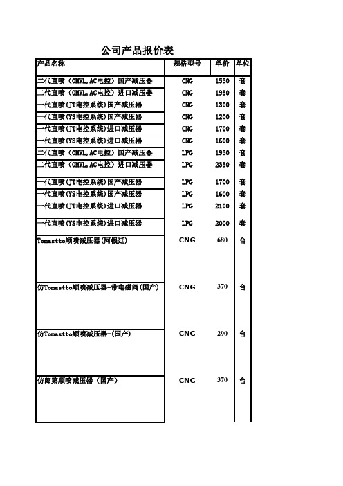 本公司报价表(带图片)