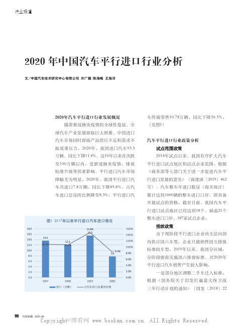 2020 年中国汽车平行进口行业分析