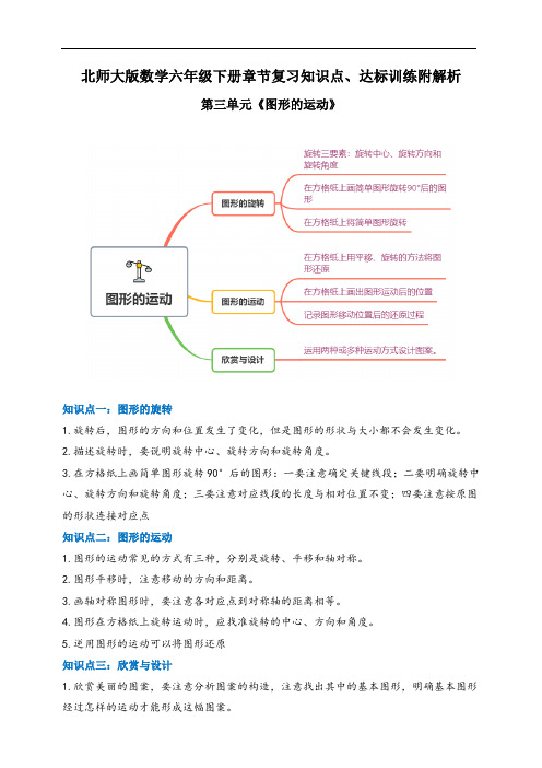 2021年北师大版数学六下第三单元《图形的运动》章节知识点、达标训练附解析