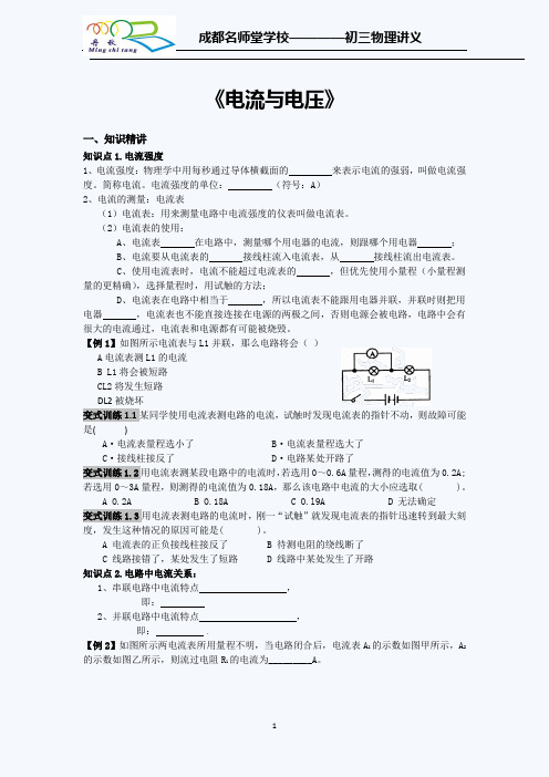 教科版九年级物理第五章探究电流讲义(极力推荐)