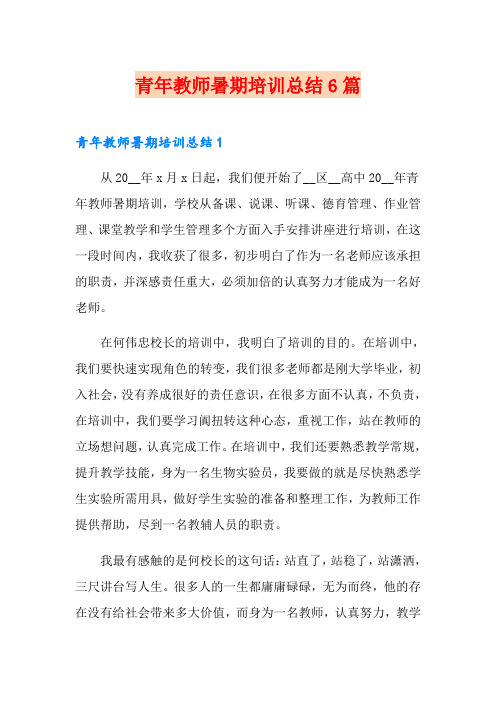 青年教师暑期培训总结6篇