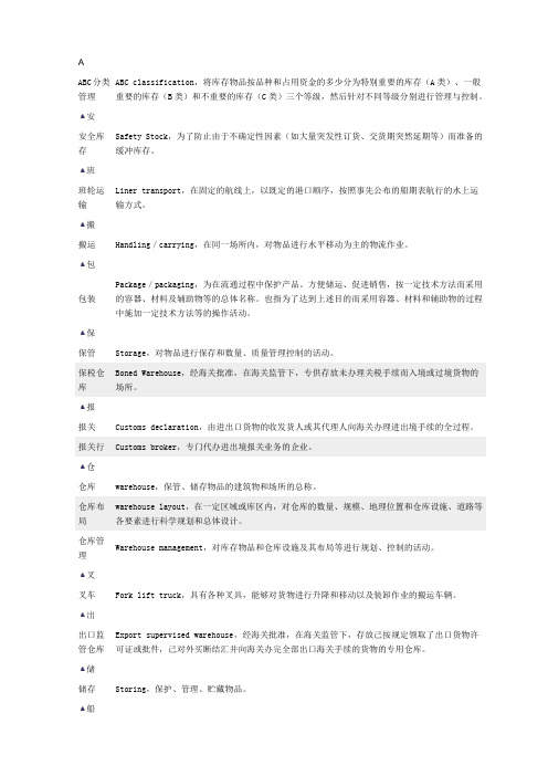 物流英语144个词汇