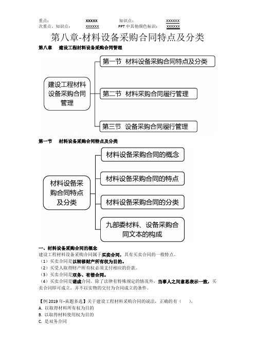 监理合同第八章-材料设备采购合同特点及分类