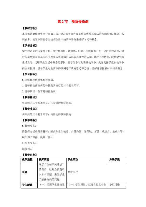 七年级生物下册 13.2《预防传染病》教案 北师大版