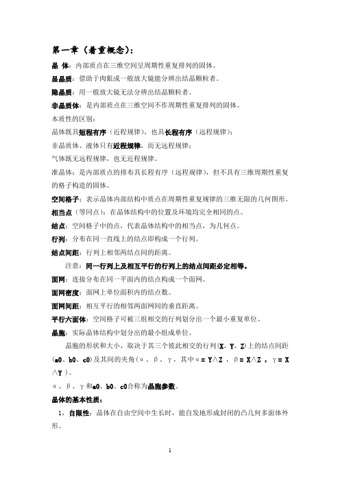 结晶学与矿物学复习重点汇总(知识点总结)