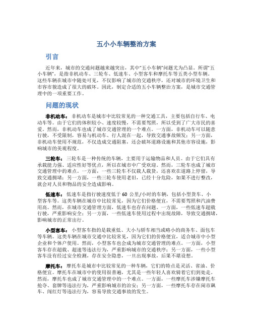 五小小车辆整治方案