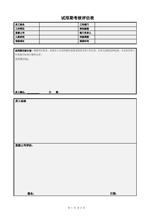 最新版试用期考核评估表