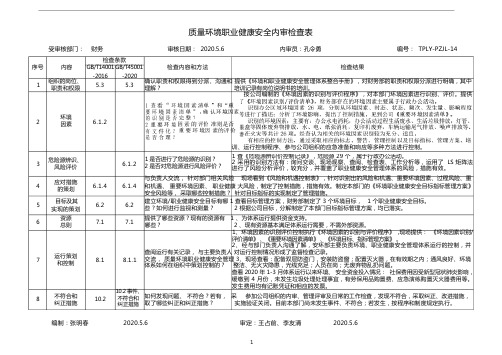 泰普质量环境职业健康安全内审检查表(财务)