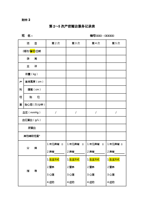 2-5次产前随访表