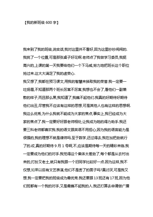 我的新班级600字(初中作文)