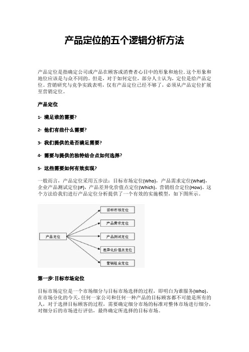 产品定位的五个逻辑分析方法