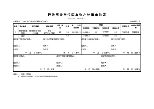 行政事业单位国有资产处置审批表