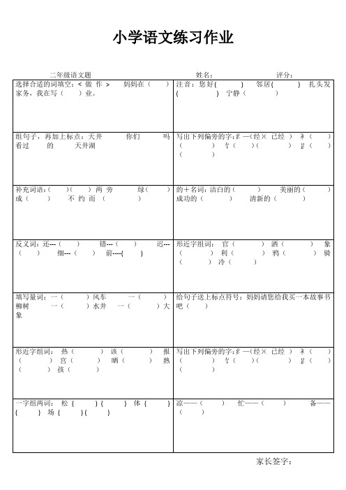 小学语文练习作业333