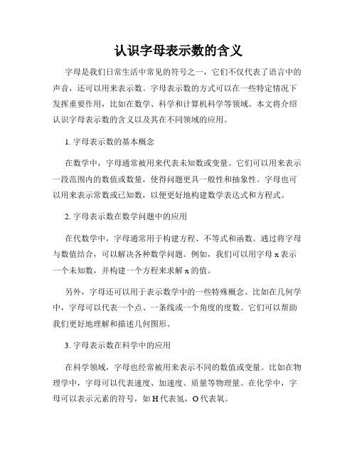 认识字母表示数的含义