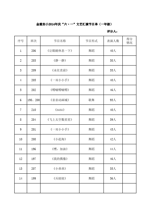 六一文艺汇演评分表