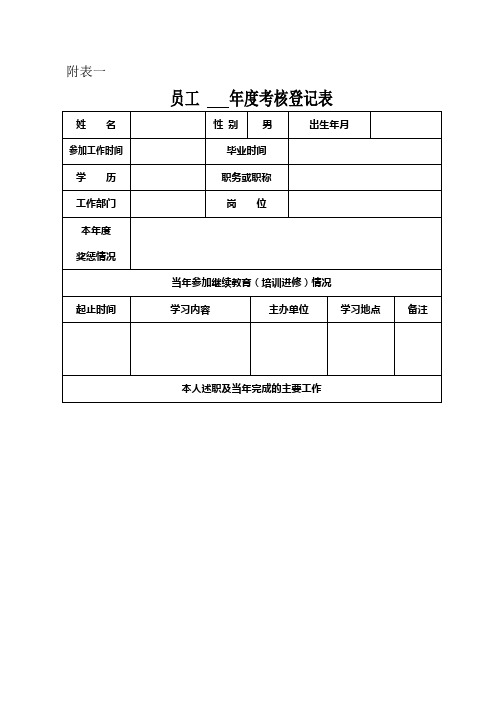 员工年度考核登记表