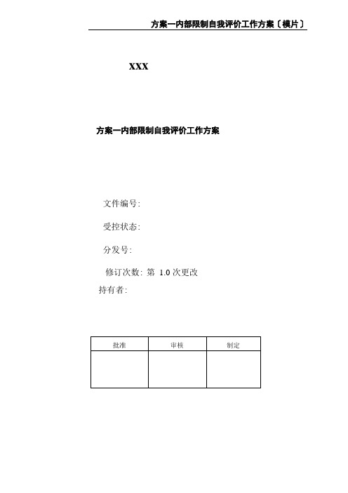 方案—内部控制自我评价工作方案