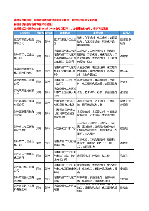 2020新版河南省郑州表面活性剂工商企业公司名录名单黄页大全46家