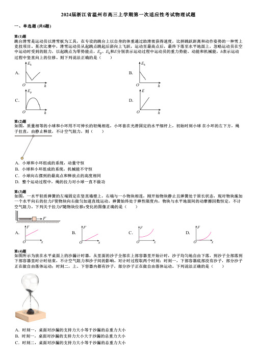 2024届浙江省温州市高三上学期第一次适应性考试物理试题