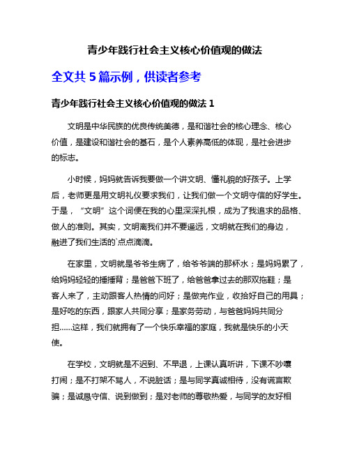 青少年践行社会主义核心价值观的做法