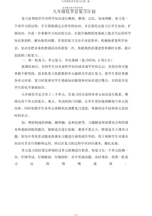 九年级化学总复习计划 (2)