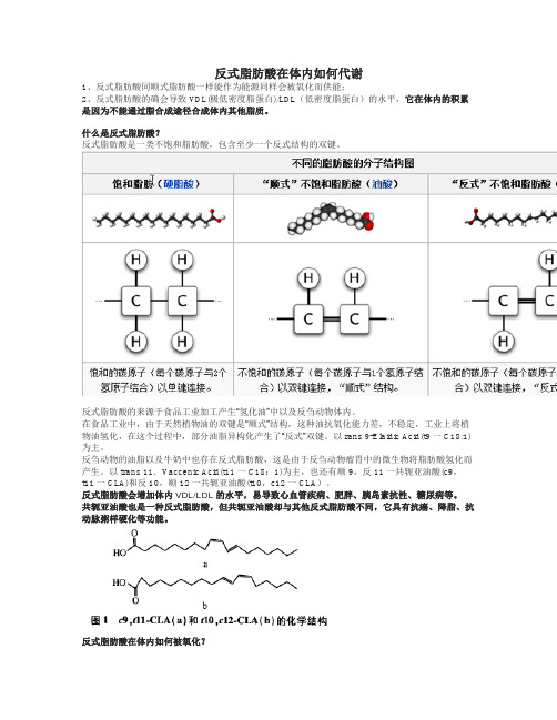 反式脂肪酸在体内如何代谢