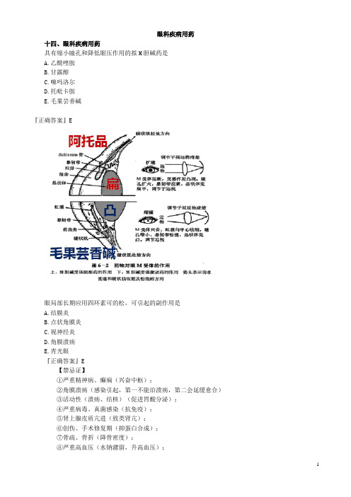 执业药师考试药二习题精讲班：眼科疾病用药