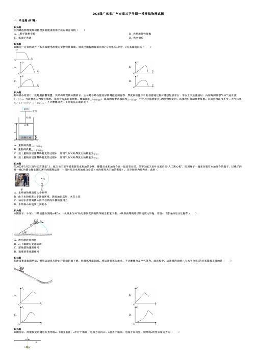 2024届广东省广州市高三下学期一模理综物理试题