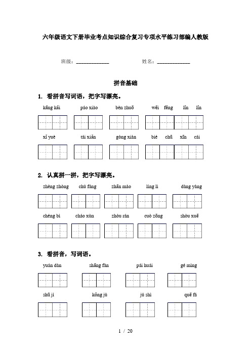 六年级语文下册毕业考点知识综合复习专项水平练习部编人教版