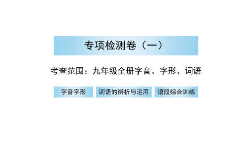 专项检测卷(一)九年级全册字音、字形、词语 课件—中考语文总复习