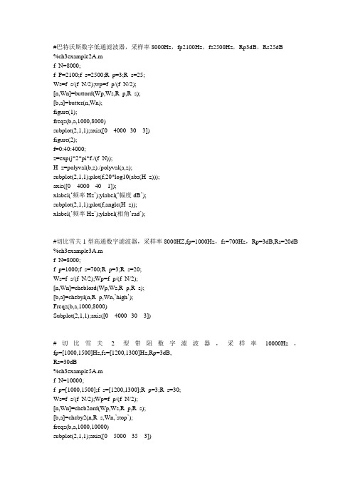 巴特沃斯数字低通滤波器