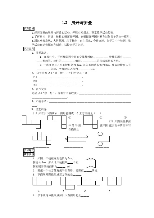 初中数学最新版《展开与折叠》精品导学案(2022年版)