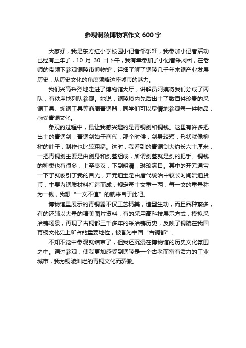 参观铜陵博物馆作文600字