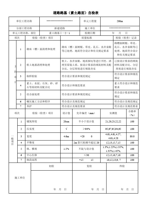 素土路面+泥结碎石自检表