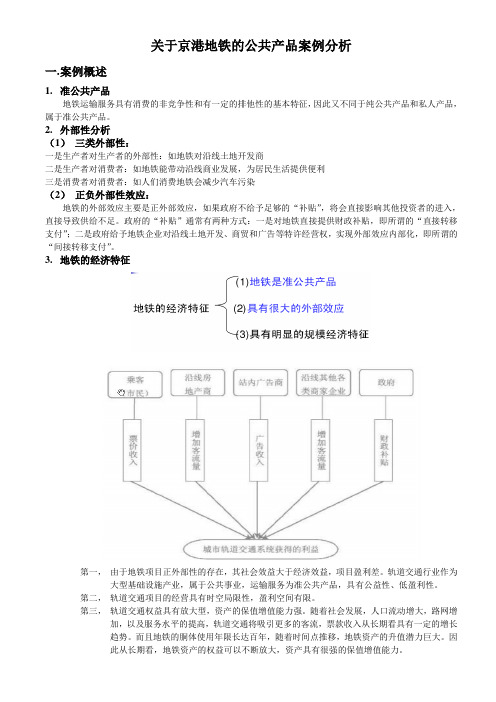 关于北京地铁的公共产品案例分析