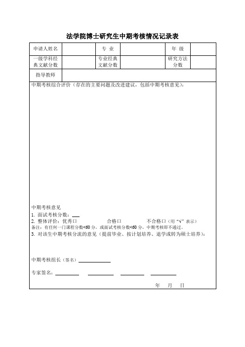 法学院博士研究生中期考核情况记录表【模板】