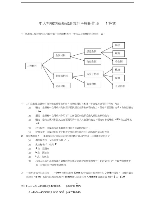 电大机械制造基础形成性考核册作业1答案汇编