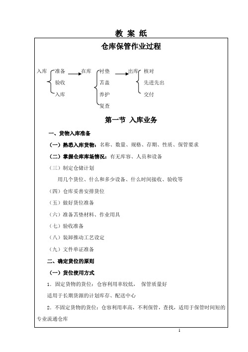 仓库保管作业过程