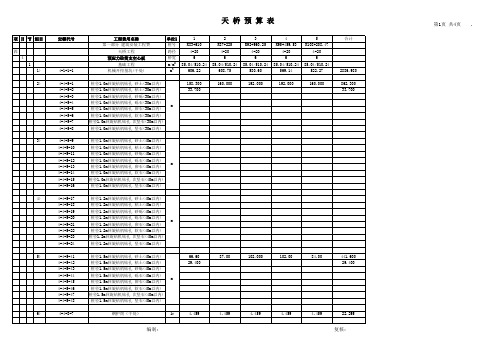 天桥预算汇总表1(桥宽=6m,20m,6个)ok