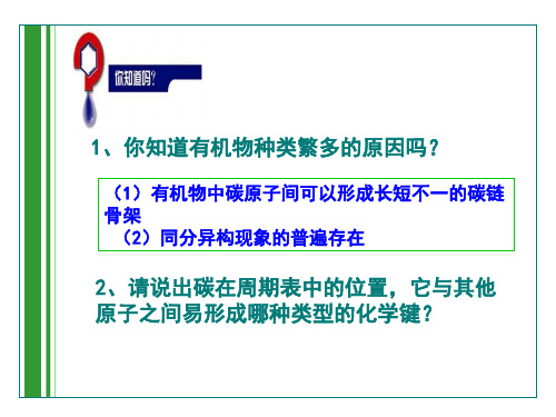 高一化学有机物中碳原子的成键特点1(PPT)3-1