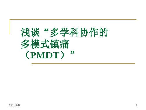 浅谈“多学科协作的多模式镇痛(PMDT)”