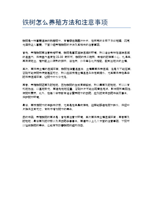 铁树怎么养殖方法和注意事项