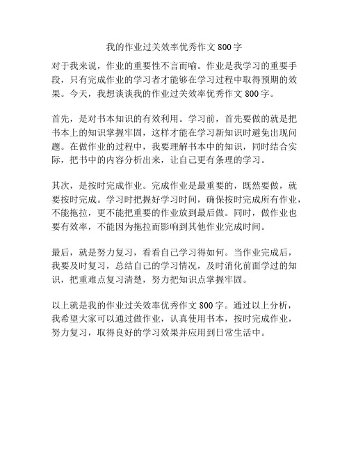 我的作业过关效率优秀作文800字